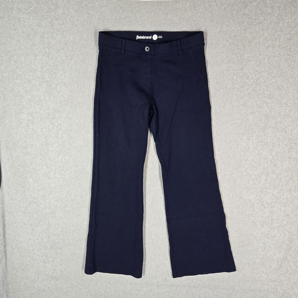 Betabrand Women Pants S PETITE Navy Nylon Rayon Dress Pants Slim 26" Inseam